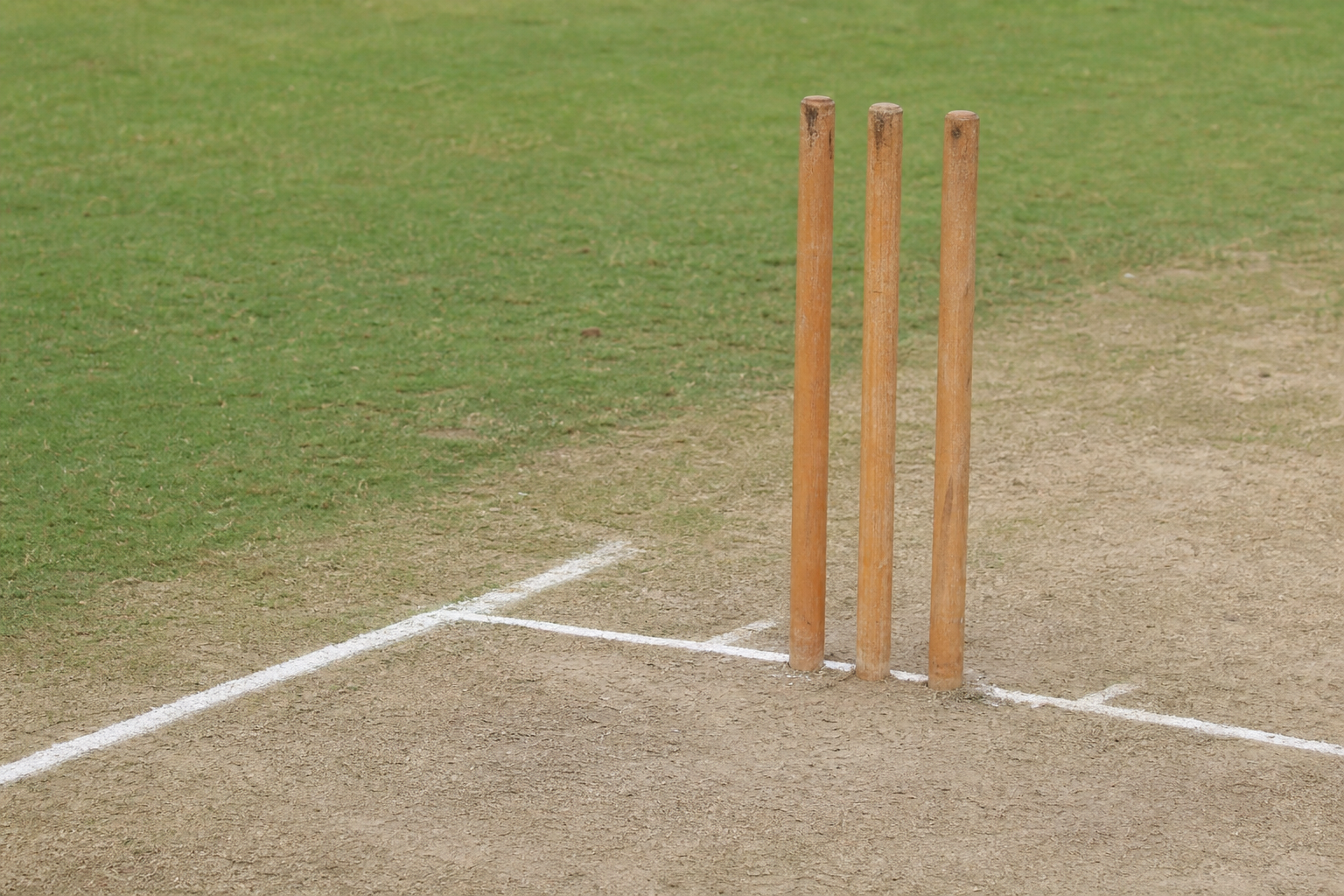 Cricket pitch and stumps on a Lahore ground
